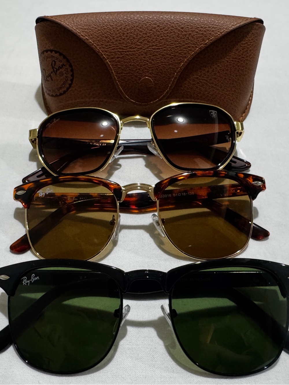 3x vintage Ray-Ban Clubmaster Sunglasses + 1 Case! Unisex Frames FREE SHIPPING!